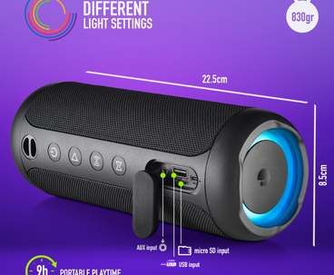 ALTAVOZ BLUETOOTH ROLLER FURIA 3 RGB NEGRO NGS